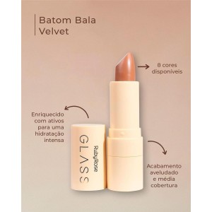 Batom Bala Bastão Velvet Glass BG03 Ruby Rose