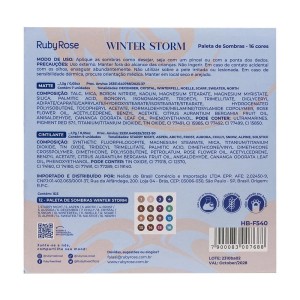 Paleta de Sombras Winter Storm Ruby Rose c/ 16 Cores