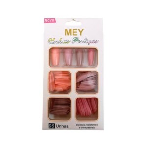 Unha Postiça Quadrada Rosa Mey c/ 96 Unidades