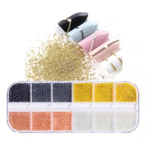 Estojo Com Strass Caviar Para Design De Unhas 4 Cores