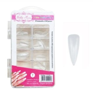 Unha Postiça Stiletto Transparente Hello Mini C/100 - OY099-7