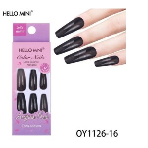 Unha Postiça Adesiva Bailarina Alongada Hello Mini C/12 - OY1126-16