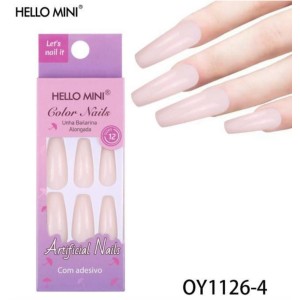 Unha Postiça Adesiva Bailarina Alongada Hello Mini C/12 - OY1126-4