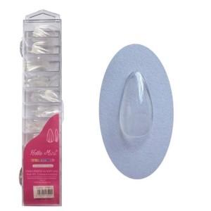 Unha Postiça Soft Gel Fosco Bailarina Média Transparente Hello Mini c/120