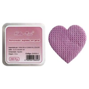 Algodão Prensado Coração Rosa Hello Mini c/ 200 unidades