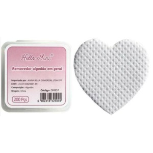 Algodão PrensadoCoração Branco Hello Mini c/ 200 unidades