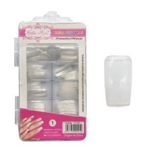 Unha Postiça Quadrada Transparente Hello Mini 100 - OY099-1
