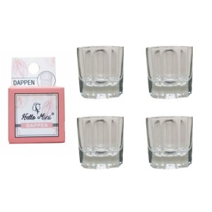 Kit 4 Dappen de Vidro Mistura pó líquido Monomer Hello Mini