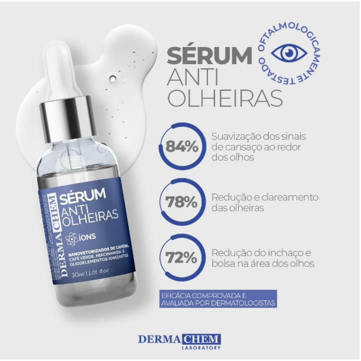 Sérum Facial Anti Olheiras Íons Dermachem 30 ml