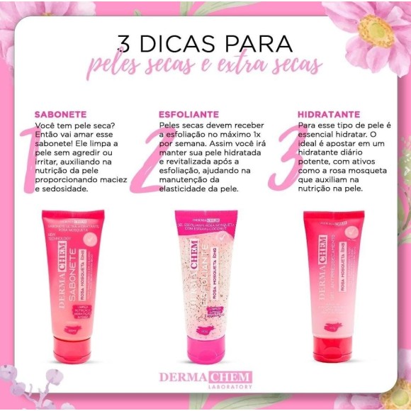 Kit 3 Rosa Mosqueta Hidratação Intensa Peles Secas Dermachem