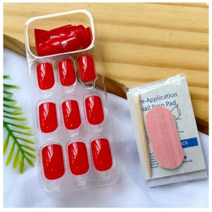 Unhas Postiças Autocolantes Vermelho Efeito Gel Macrilan