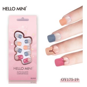 Kit Unhas Postiças Autocolantes c/ 30 Hello Mini OY175-19