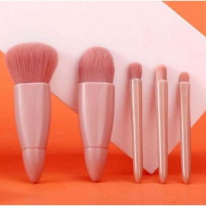 Kit 5 Pincel Estojo para Maquiagem com Espelho Quadrado