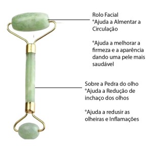 Kit Escova de Limpeza e Rolo Massageador Facial Pedra Jade
