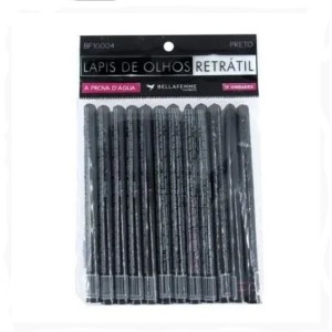 Kit 12 Lápis de Olho Retrátil Preto Bella Femme
