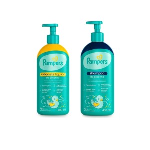 Kit Sabonete + Shampoo Líquido Infantil de Glicerina Pampers 400 ml