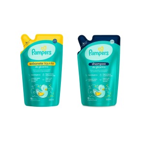 Kit Sabonete + Shampoo Líquido Refil Infantil de Glicerina Pampers 350 ml